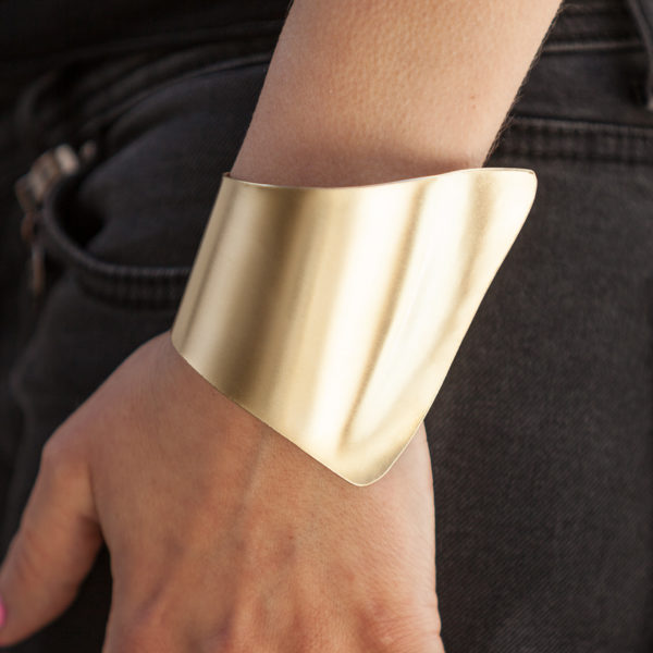 Extra wide custom made Cuff Bracelet 18k Rose Tone Gold plated hammered